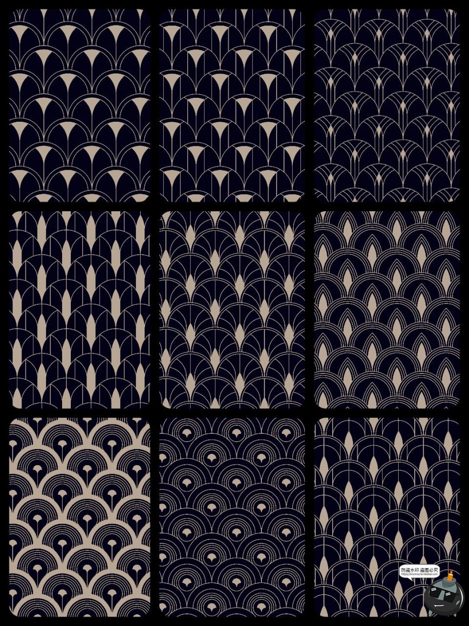 图片[7]-传统复古艺术几何鱼鳞纹无缝平铺纹样包装图案AI矢量JPG图片素材-设计猿