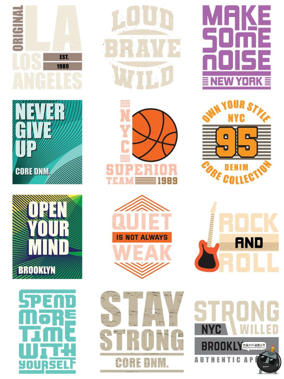 图片[1]-美式个性复古潮流篮球插画服饰T恤PNG印花烫印图案AI矢量图片素材-设计猿