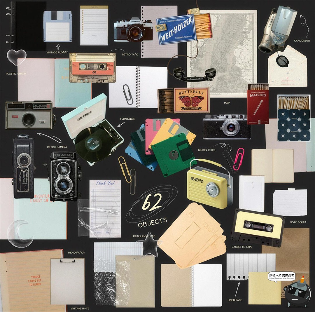 图片[4]-572款手工涂鸦手绘箭头线条笔触复古文具胶片PNG免抠拼贴图片素材-设计猿