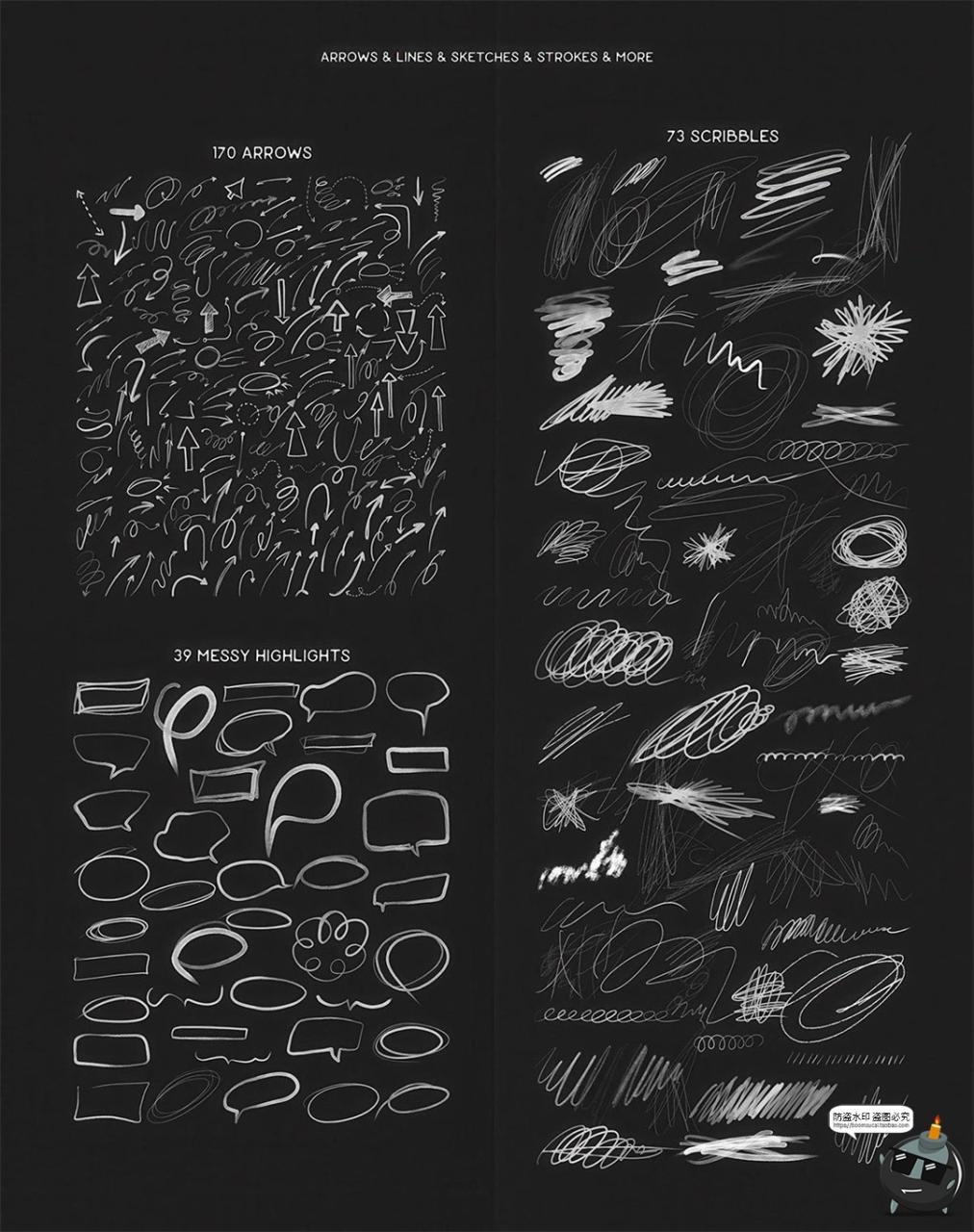 图片[7]-572款手工涂鸦手绘箭头线条笔触复古文具胶片PNG免抠拼贴图片素材-设计猿
