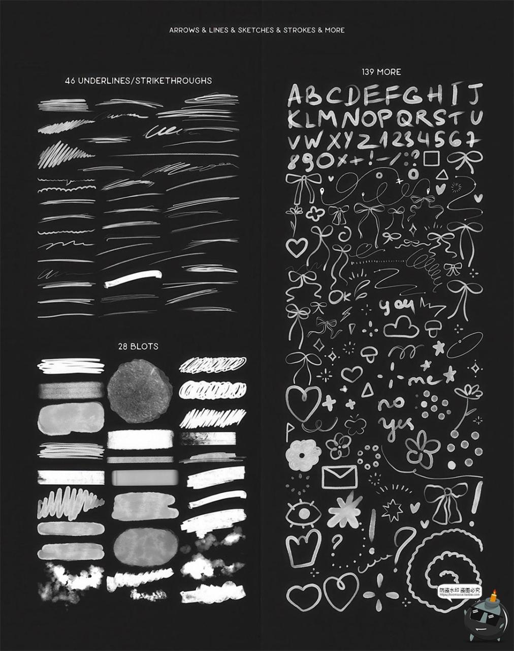 图片[9]-572款手工涂鸦手绘箭头线条笔触复古文具胶片PNG免抠拼贴图片素材-设计猿
