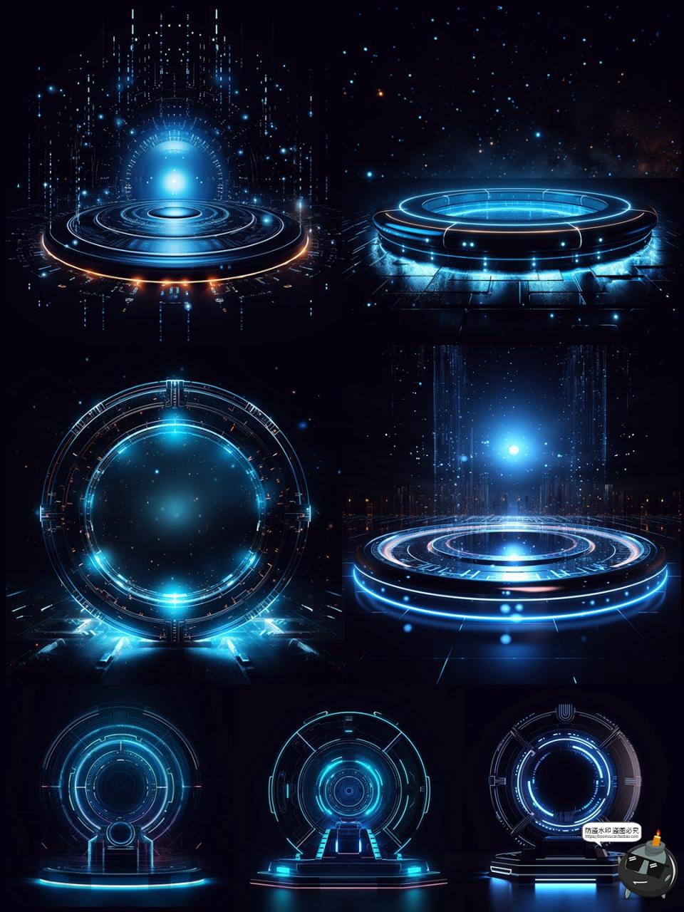 未来科技感赛博游戏透明质感传送阵产品底座图案PSD模板分层素材-设计猿