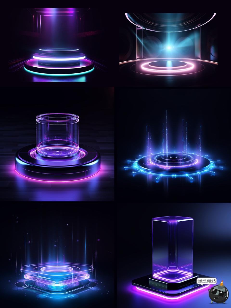 图片[2]-未来科技感赛博游戏透明质感传送阵产品底座图案PSD模板分层素材-设计猿