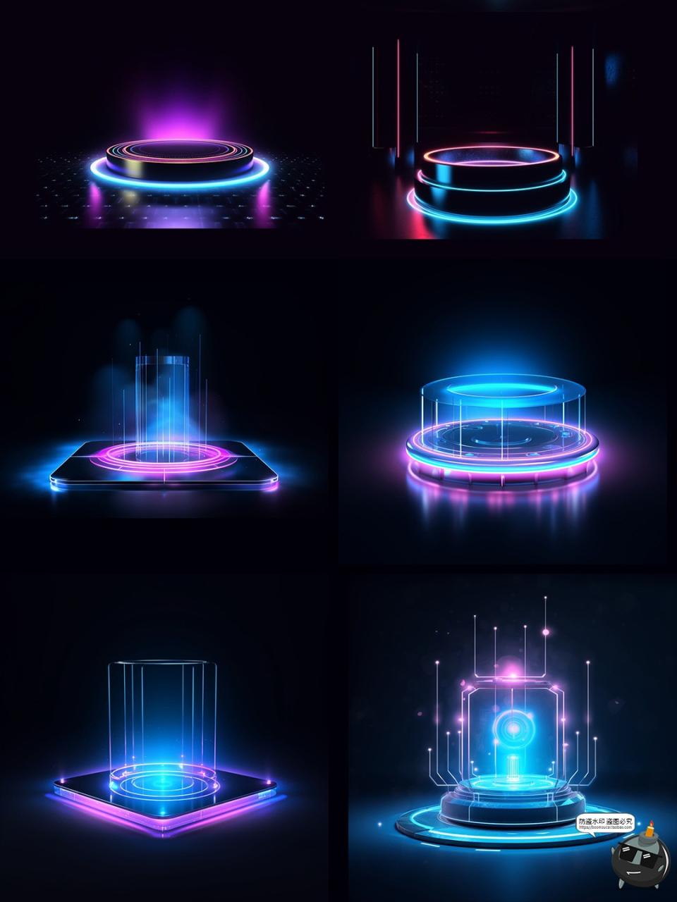 图片[3]-未来科技感赛博游戏透明质感传送阵产品底座图案PSD模板分层素材-设计猿