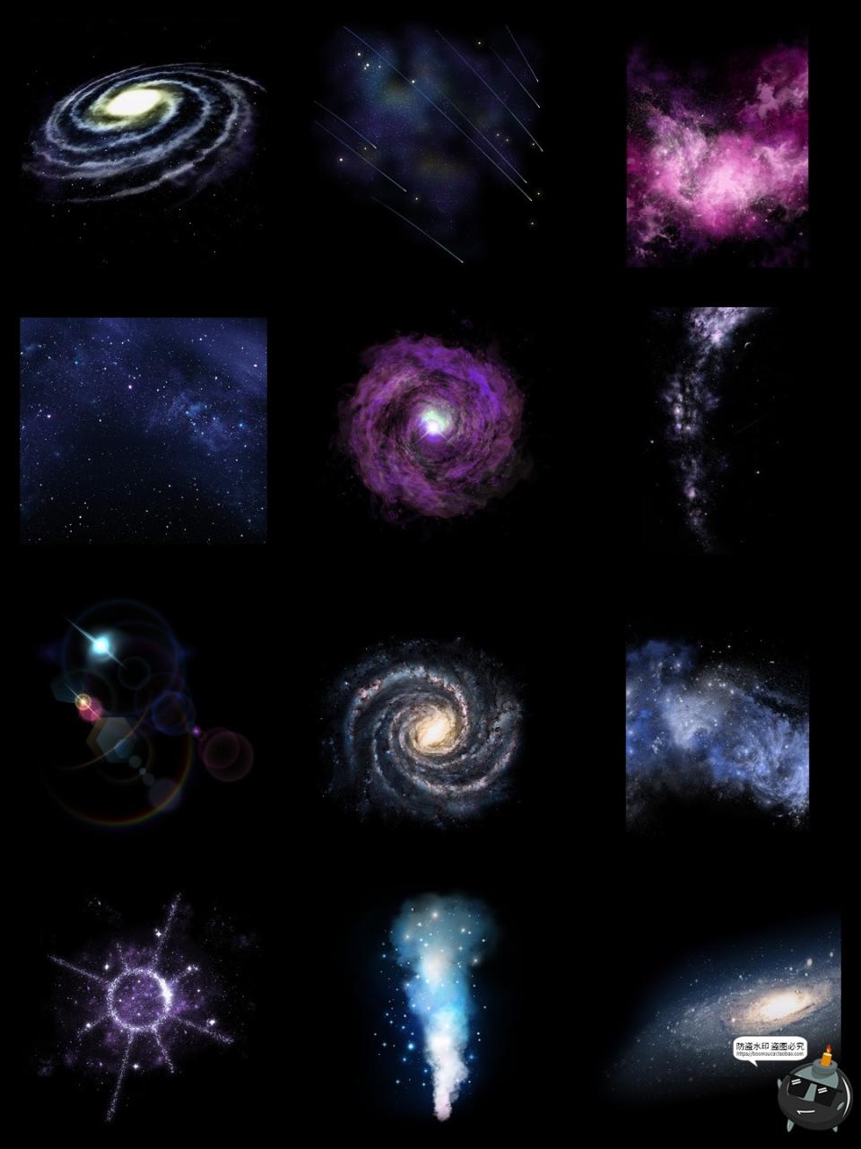 图片[3]-唯美梦幻星云宇宙星系星河光效透明底装饰元素手账免抠PNG素材图-设计猿