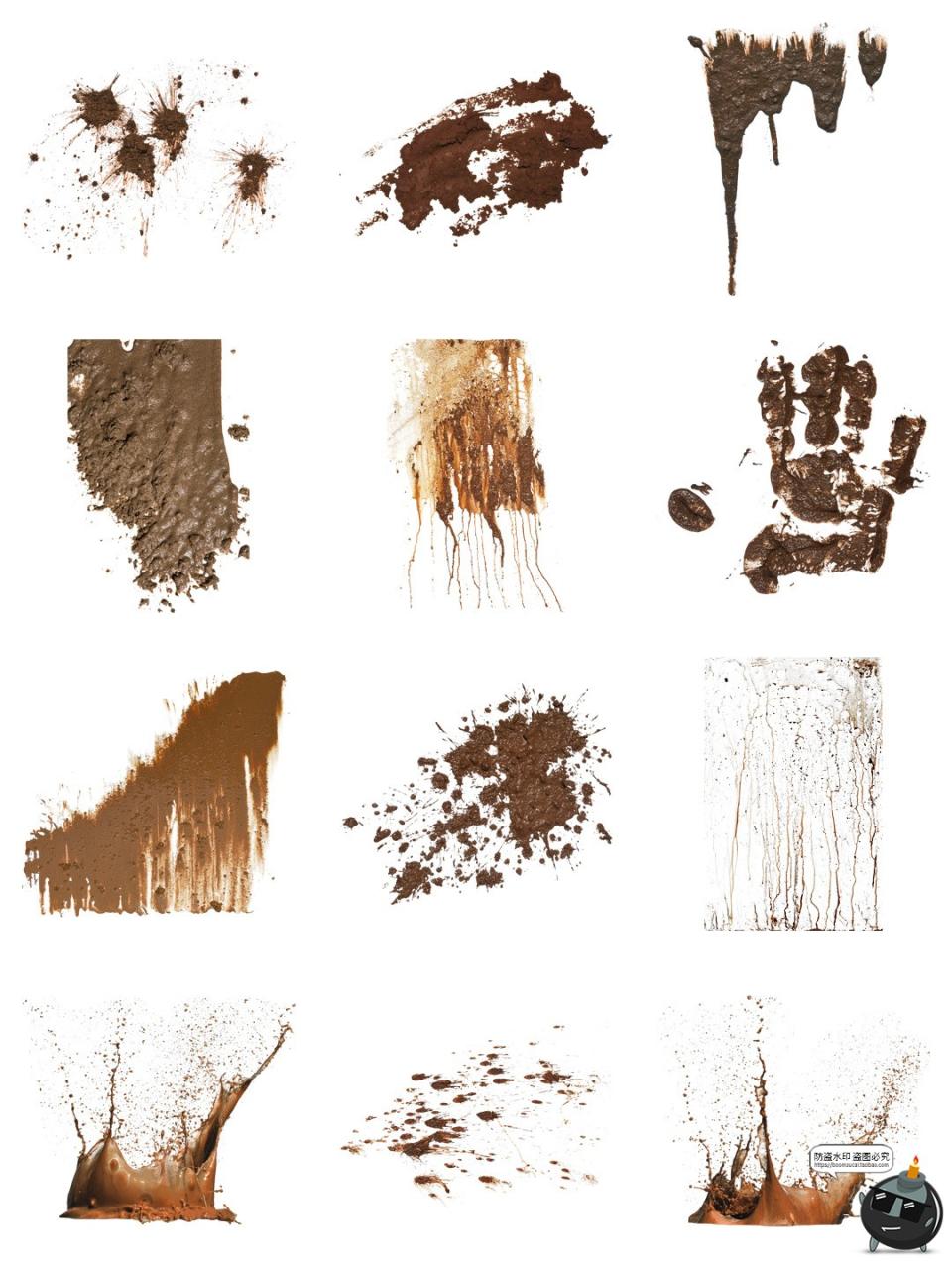 图片[4]-泥浆喷飞溅石泥土沙土泥巴污渍做旧元素PNG免抠图片后期合成素材-设计猿