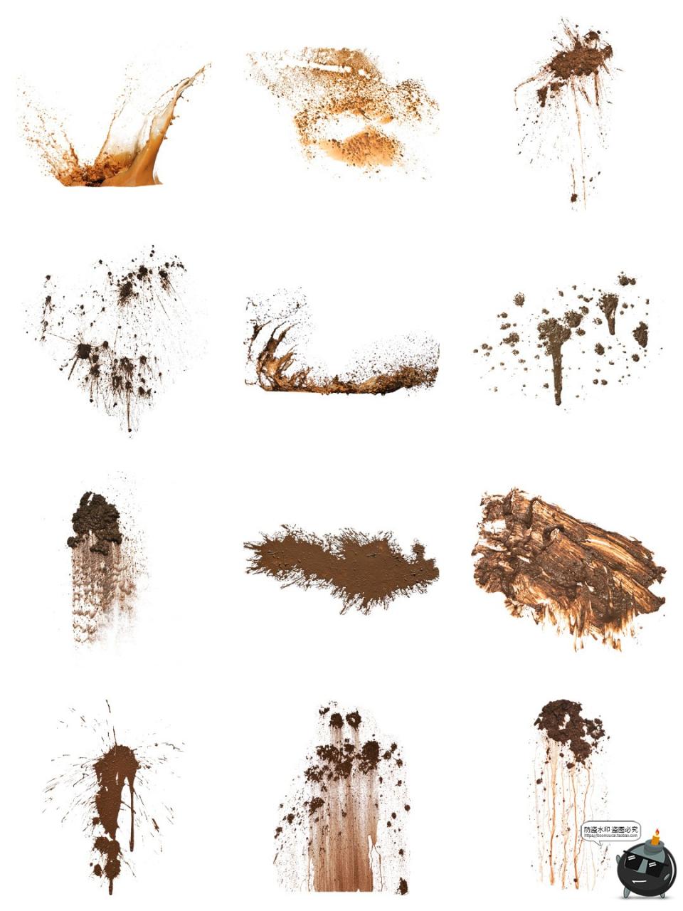 图片[5]-泥浆喷飞溅石泥土沙土泥巴污渍做旧元素PNG免抠图片后期合成素材-设计猿