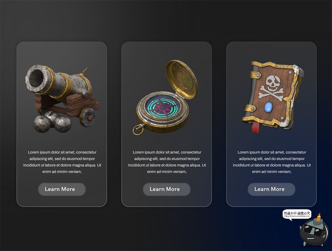 图片[6]-卡通海盗骷髅强盗复古主题元素插图3D图标PNG免抠obj格式icon素材-设计猿