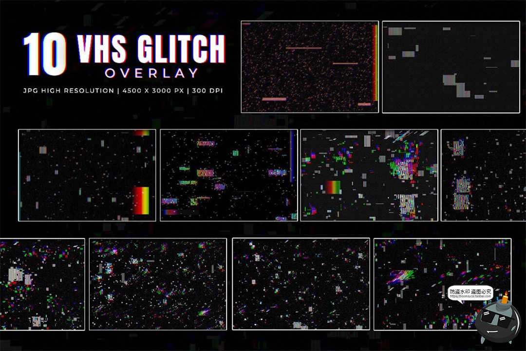 图片[2]-复古VHS电视信号故障错误失真颗粒纹理背景叠加JPG黑底图片素材-设计猿