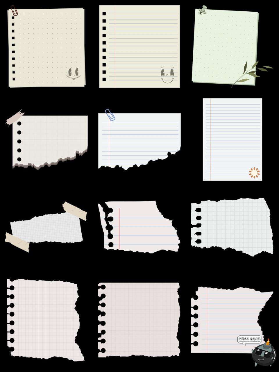 图片[3]-电子手帐贴纸撕纸笔记便签便利贴PNG免抠图AI矢量美工装饰素材图-设计猿