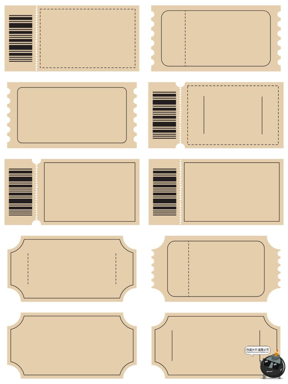 复古泛黄邮票票根门票边框底纹背景图片PNG免抠图AI矢量美工素材-设计猿