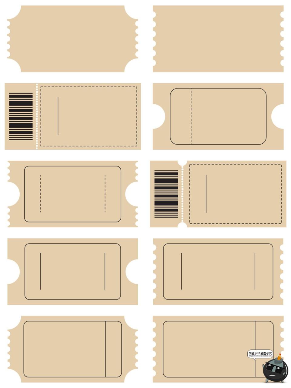图片[3]-复古泛黄邮票票根门票边框底纹背景图片PNG免抠图AI矢量美工素材-设计猿
