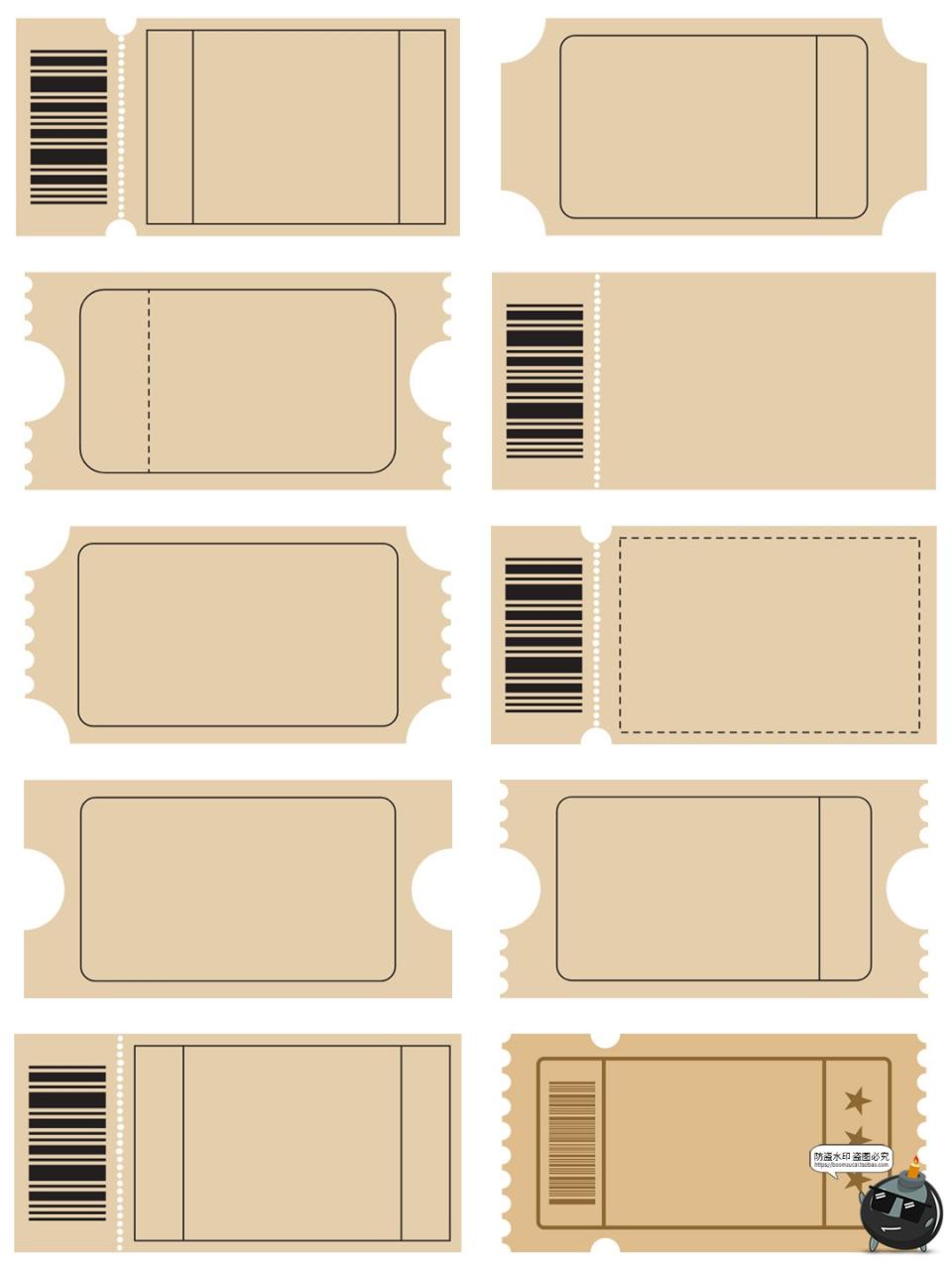 图片[4]-复古泛黄邮票票根门票边框底纹背景图片PNG免抠图AI矢量美工素材-设计猿