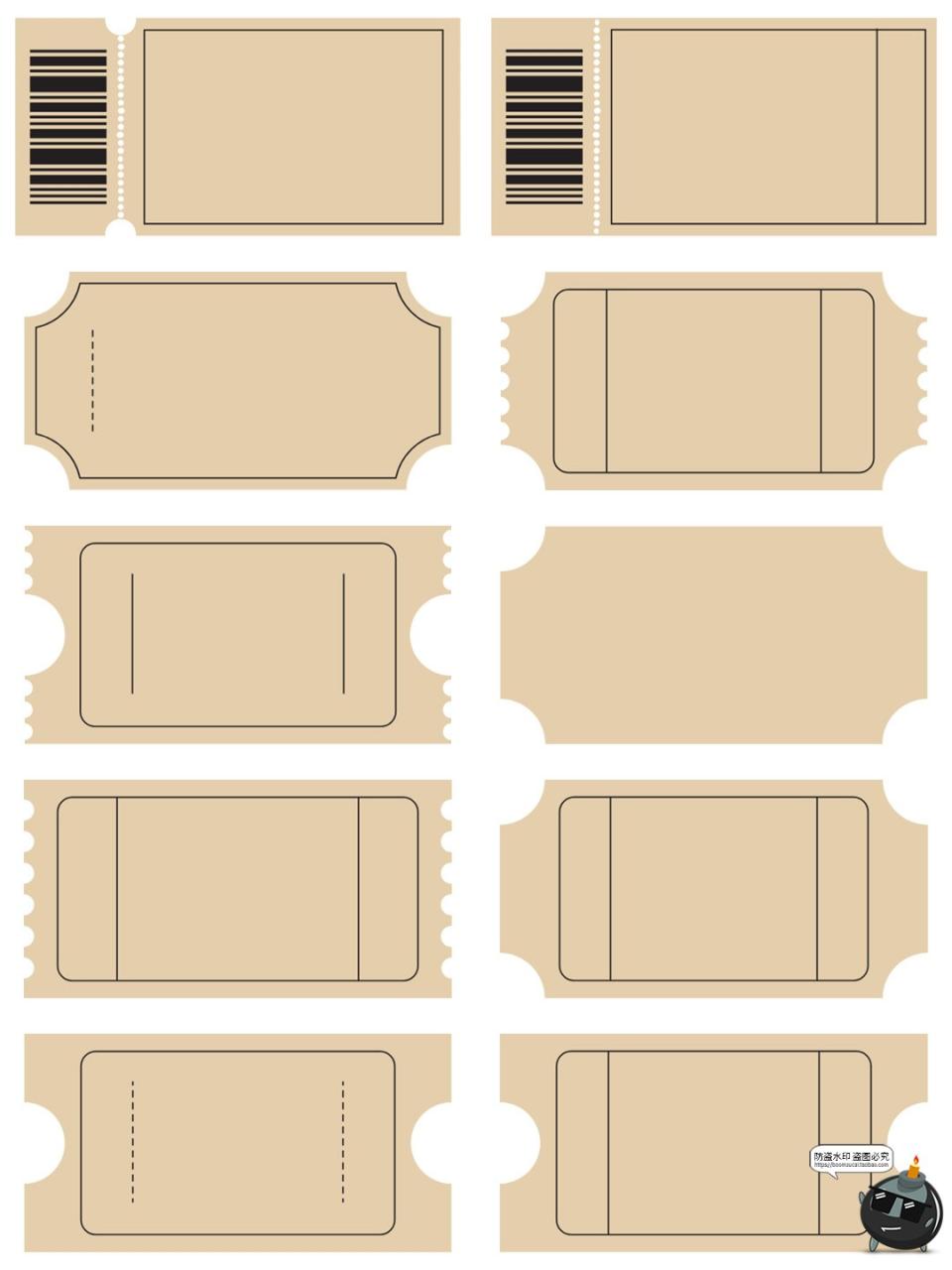图片[5]-复古泛黄邮票票根门票边框底纹背景图片PNG免抠图AI矢量美工素材-设计猿