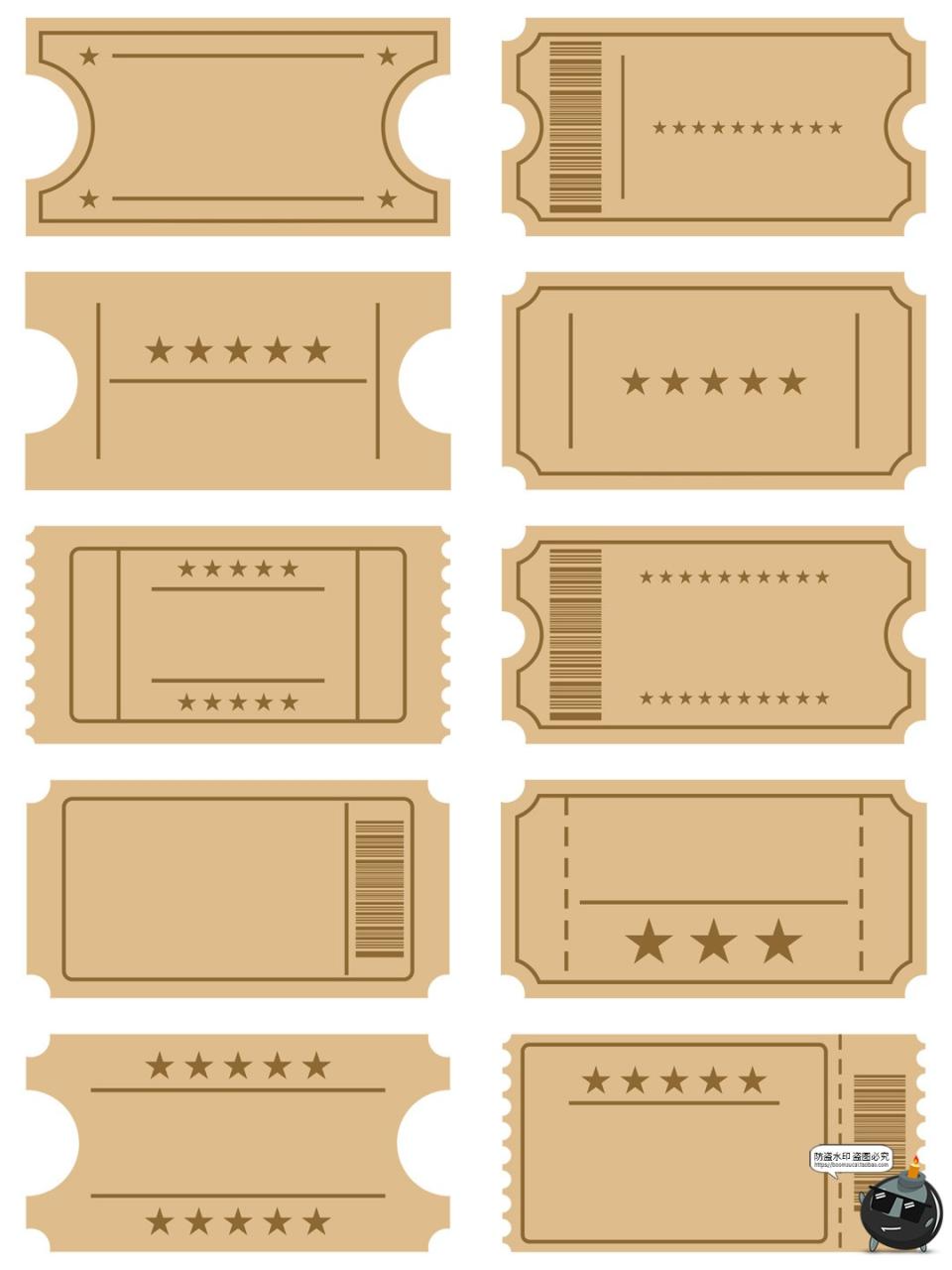 图片[6]-复古泛黄邮票票根门票边框底纹背景图片PNG免抠图AI矢量美工素材-设计猿