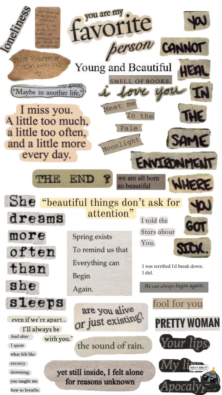 图片[1]-复古ins风英文字电子手帐拼贴撕纸便签剪纸PNG免抠图片装饰素材-设计猿