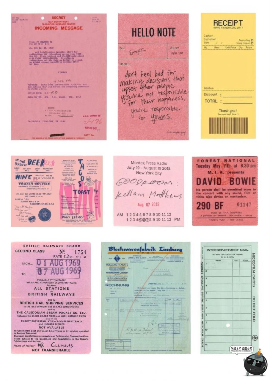 图片[3]-美式复古ins风旧票据卡片电子美工手账拼贴纸装饰元素PNG免抠图片-设计猿