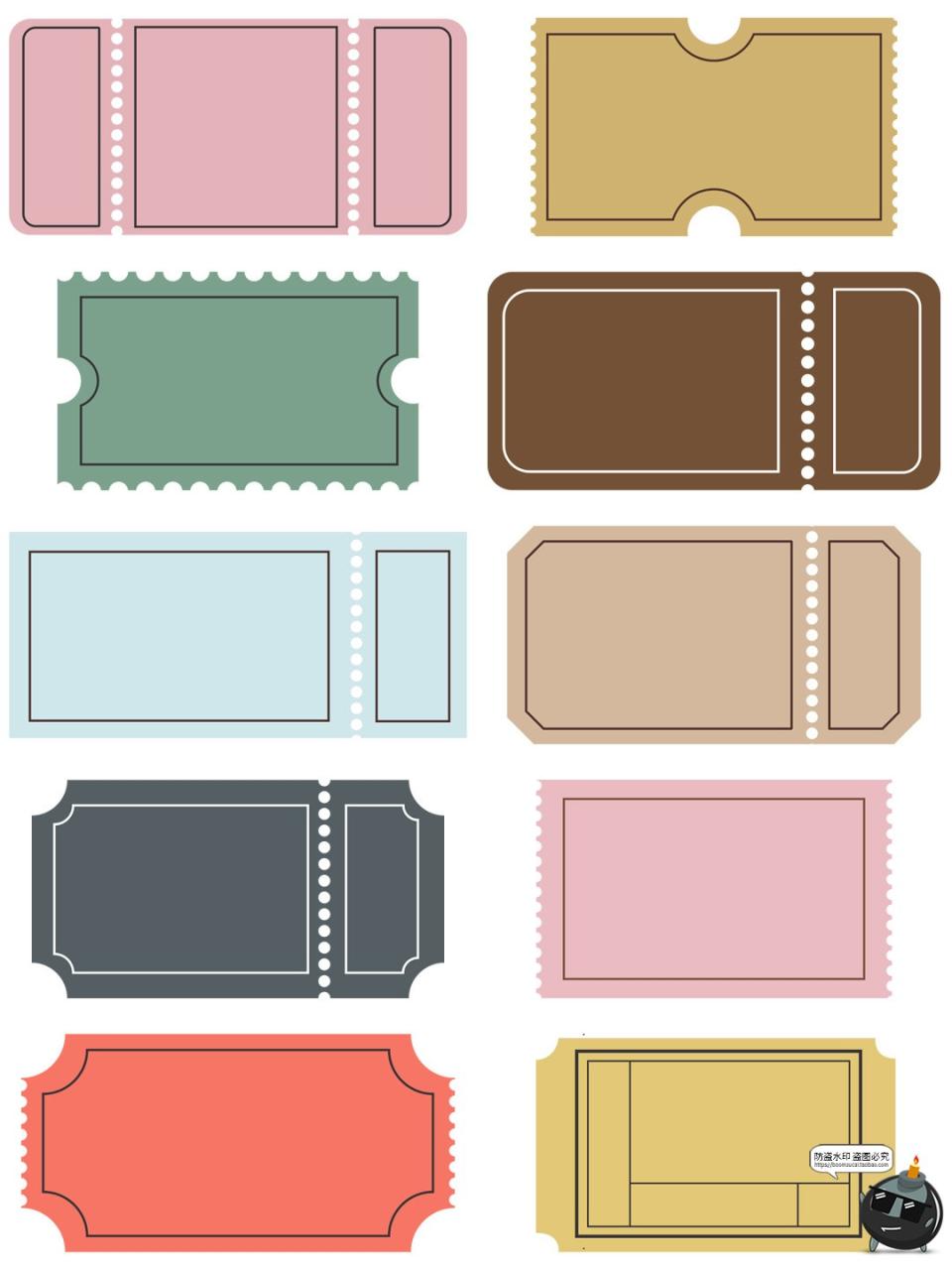 图片[3]-复古空邮票门票票根据机票底图电子手帐PNG免抠图AI矢量美工素材-设计猿