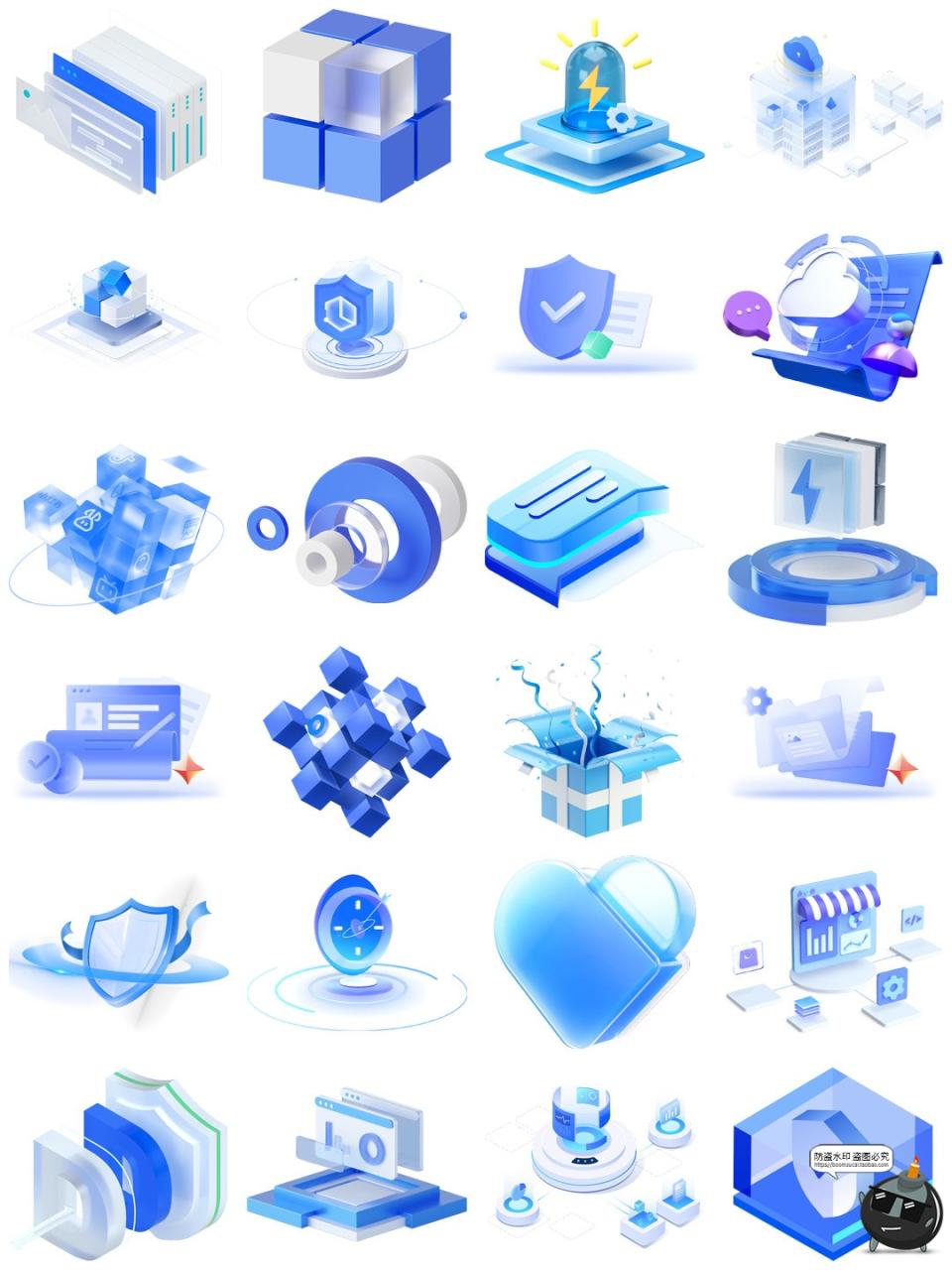 图片[6]-高清3D立体科技科幻技术玻璃质感图标标志图形图案PNG免抠素材图-设计猿