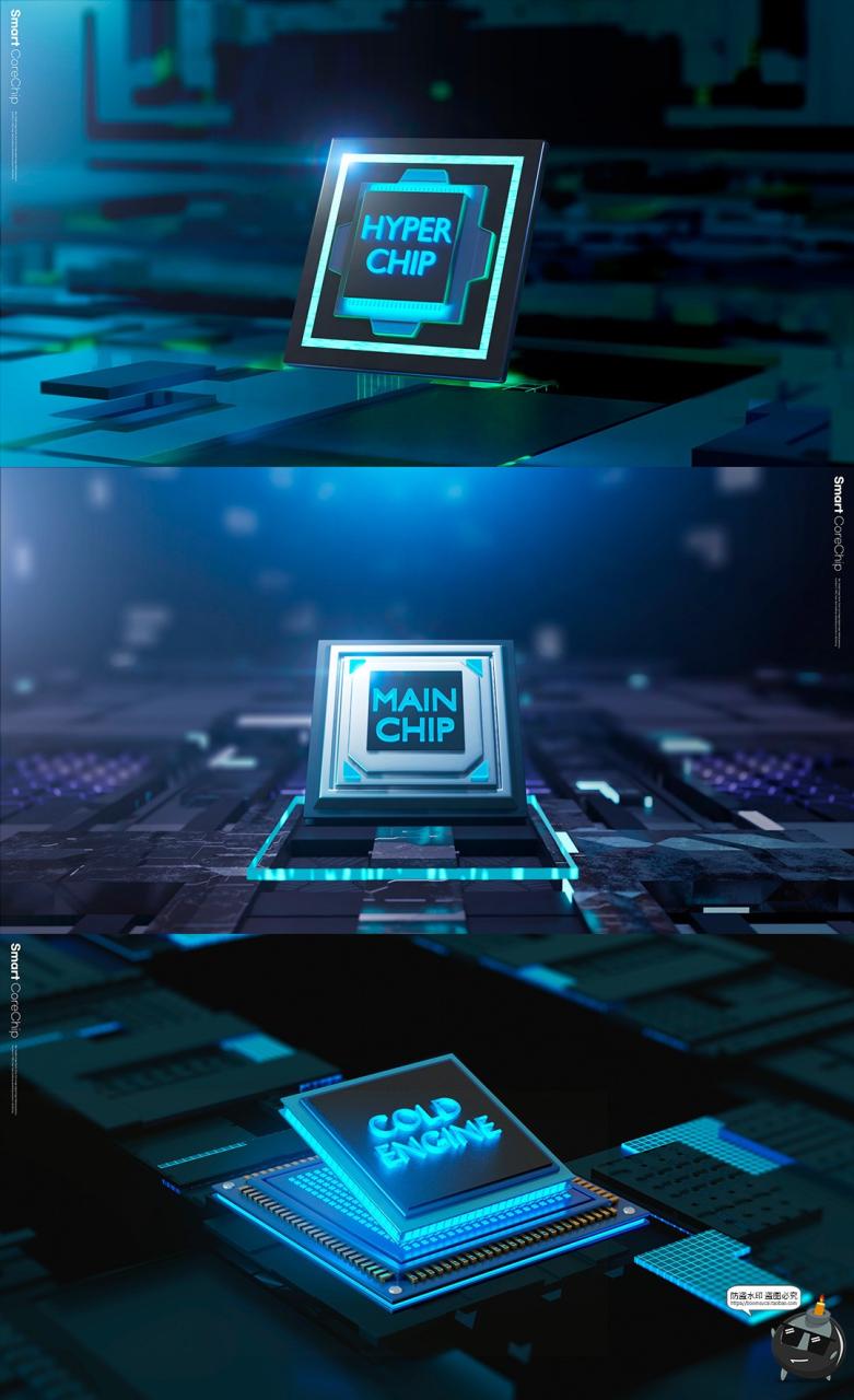 图片[3]-未来科幻AI人工智能CPU芯片主视觉科技海报PSD分层源文件模板素材-设计猿