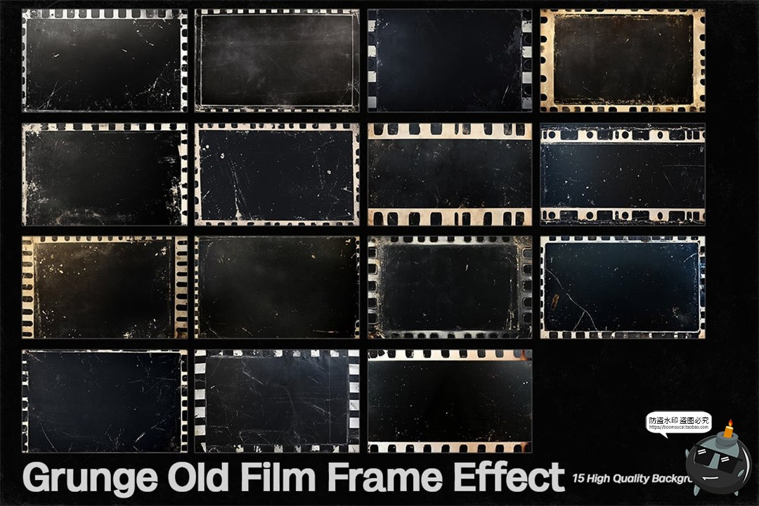 图片[2]-复古电影帧胶片边框框架粗糙划痕纹理背景JPG图片后期叠加素材图-设计猿