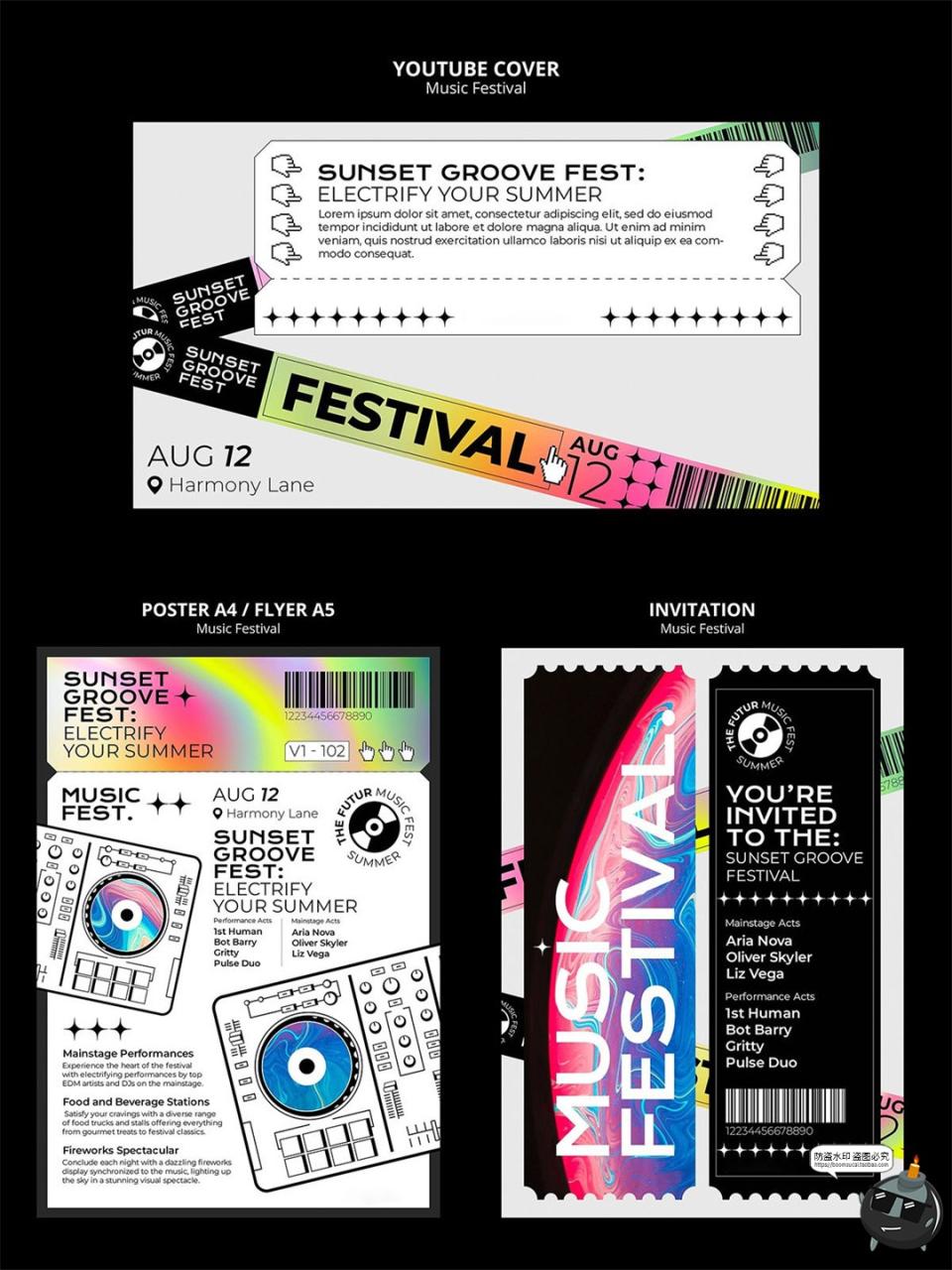 图片[3]-音乐节艺术节门票物料炫彩渐变海报排版banner页面PSD素材源文件-设计猿