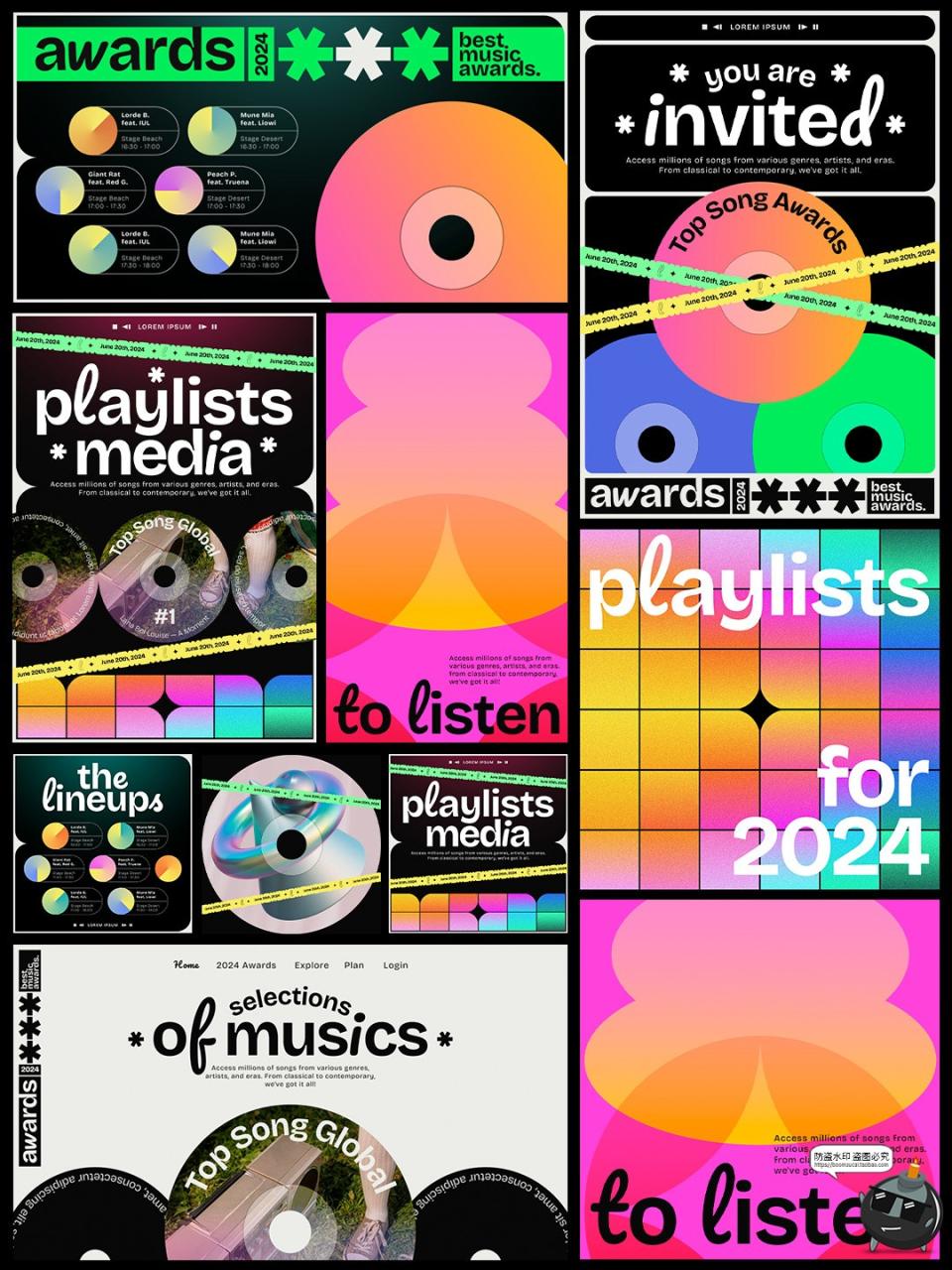 图片[2]-潮流音乐节撞色风格演出演唱会海报Banner横幅PSD排版模板ps素材-设计猿