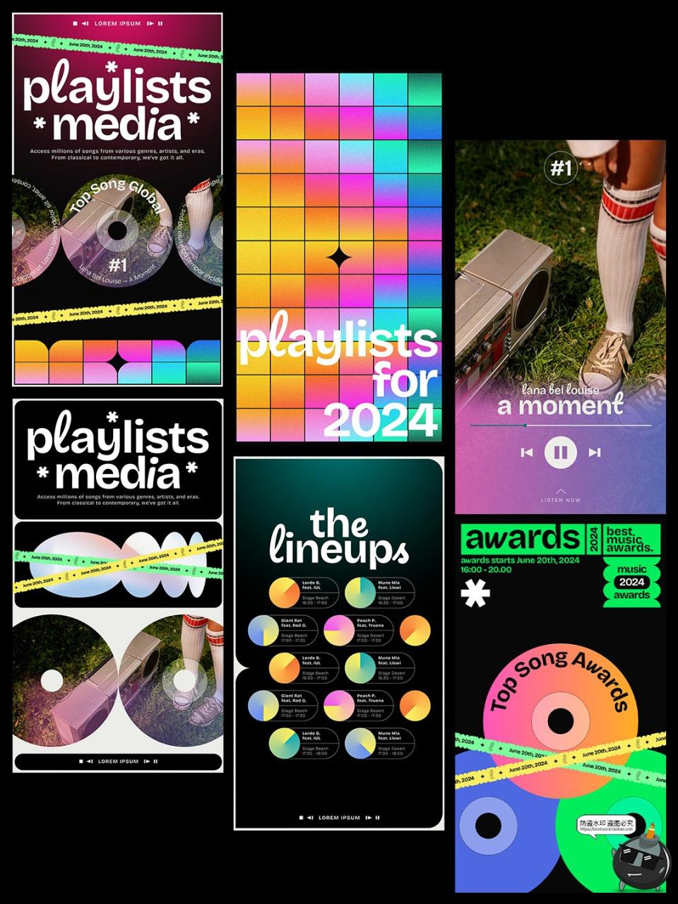 图片[3]-潮流音乐节撞色风格演出演唱会海报Banner横幅PSD排版模板ps素材-设计猿