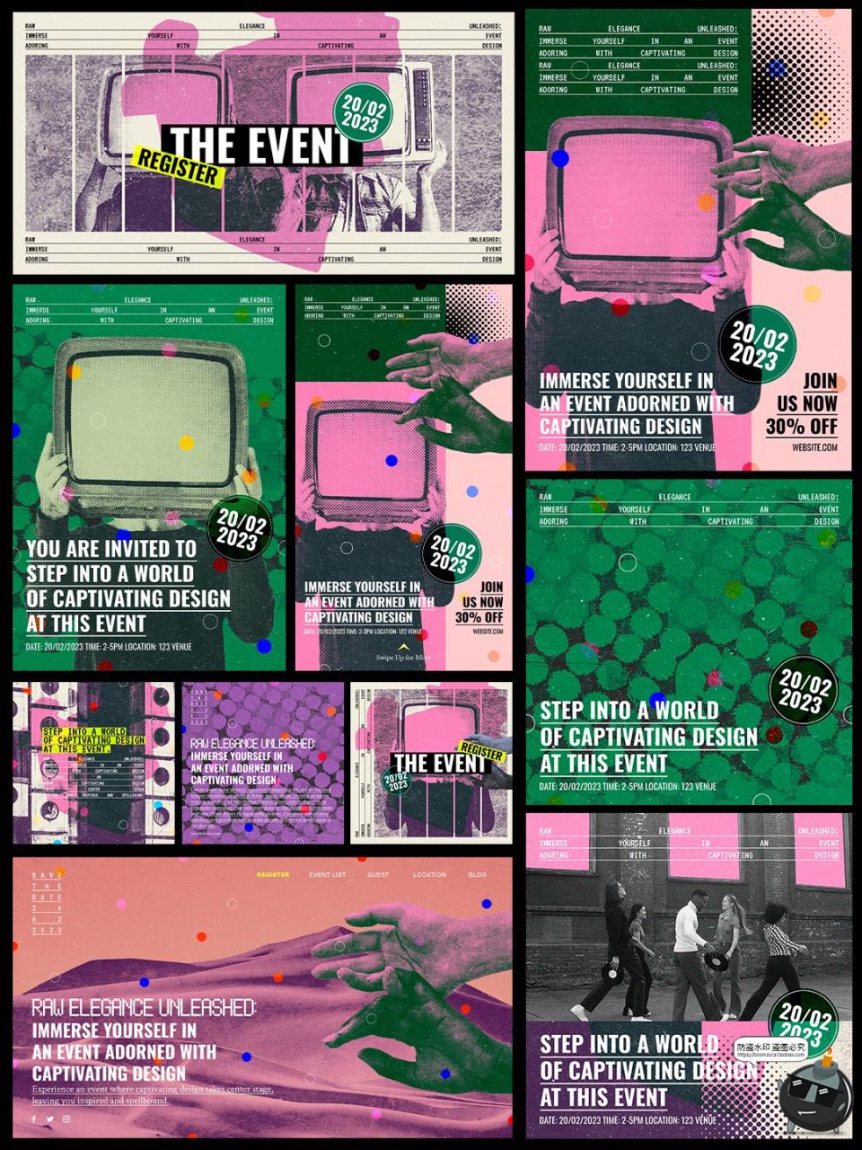 图片[2]-复古做旧街头涂鸦半调图文排版海报banner版式PSD源文件模板素材-设计猿