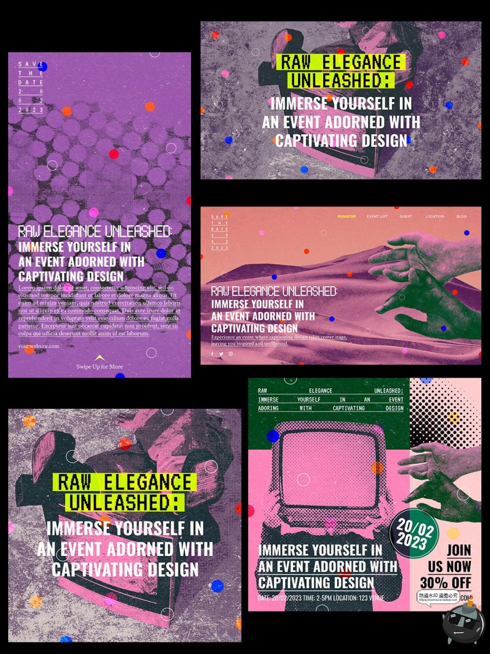 图片[4]-复古做旧街头涂鸦半调图文排版海报banner版式PSD源文件模板素材-设计猿