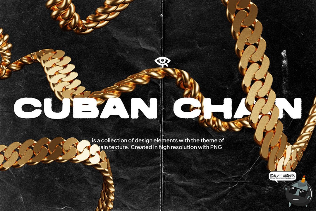 图片[2]-奢华粗犷高清3D金属链条街头嘻哈项链古巴链后期png免抠图片素材-设计猿
