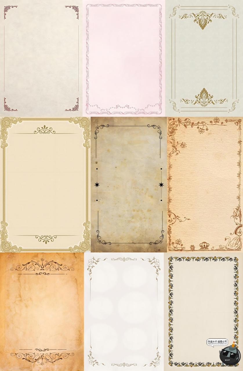 图片[2]-高清欧式法式古典复古牛皮纸信纸张印花边框纹理背景JPG图片素材-设计猿