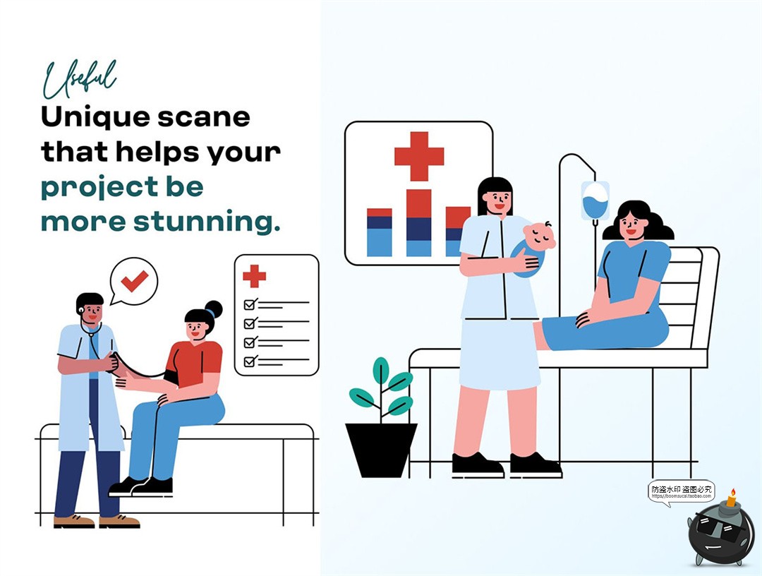 图片[2]-卡通体检医生现代医疗保健插画网页页面插图PNG免扣AI矢量SVG素材-设计猿