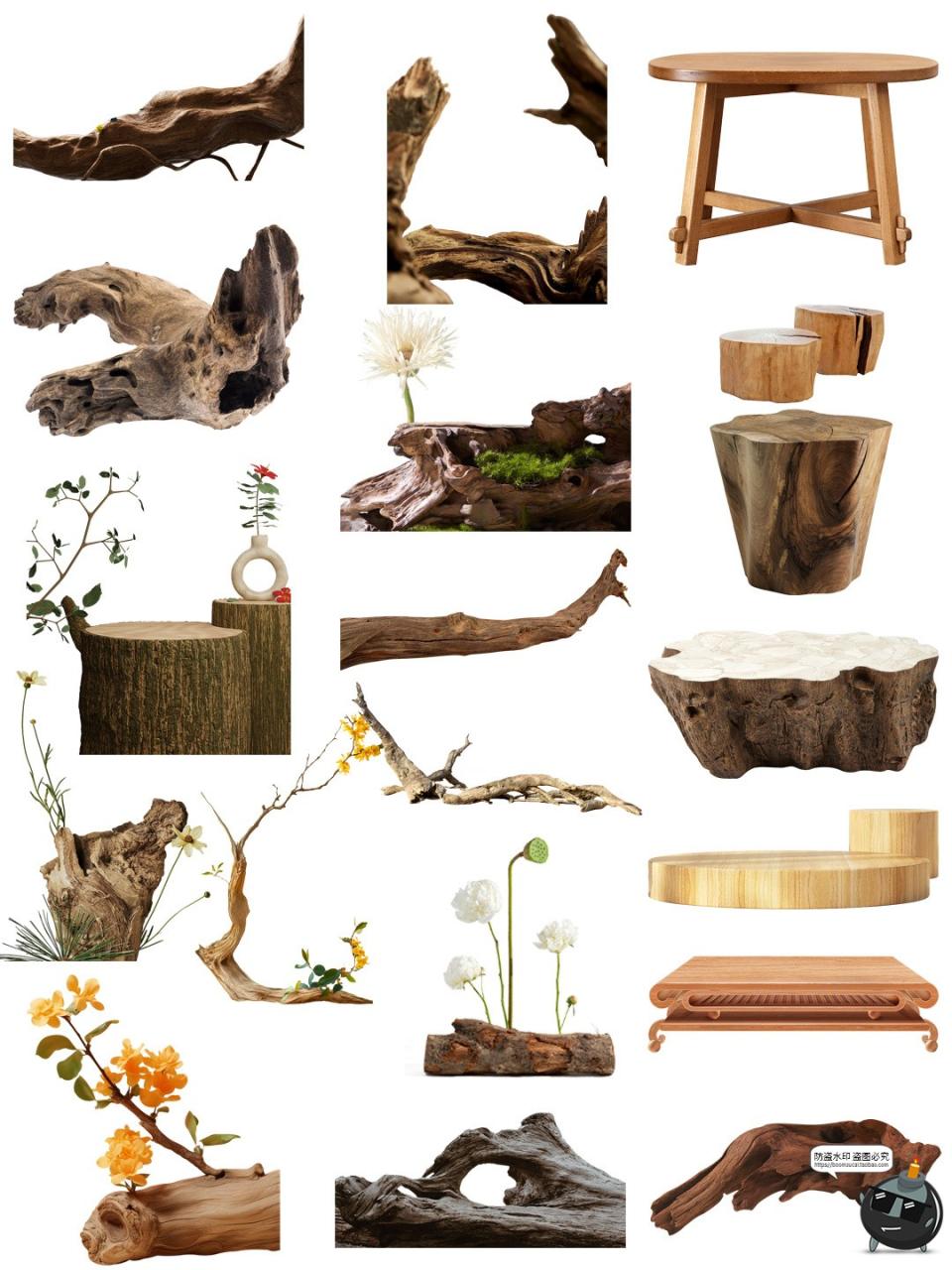 图片[4]-电商产品展台枯木木头木桩展示台海报装饰平面美工免抠PNG素材-设计猿