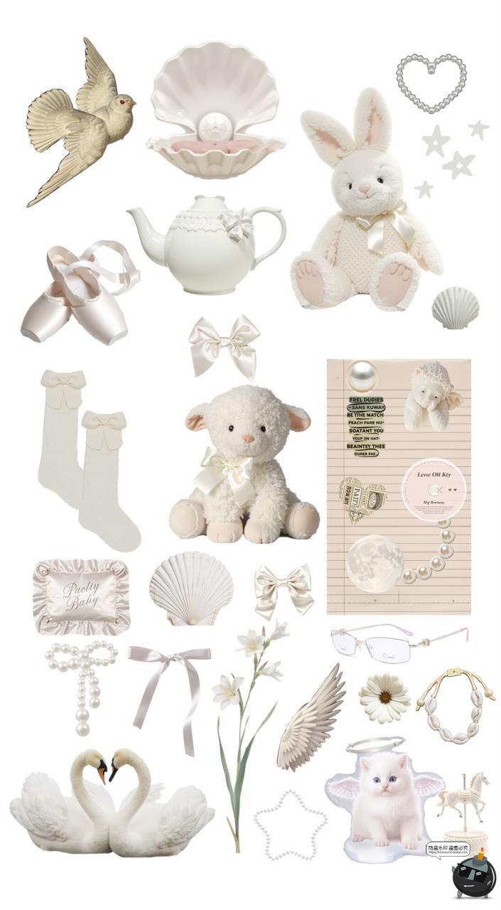 图片[4]-韩系ins白色可爱摆件手套边框电子手帐拼贴纸美工PNG免抠图片素材-设计猿