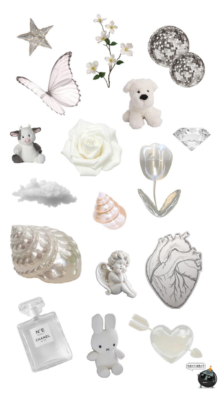 图片[5]-韩系ins白色可爱摆件手套边框电子手帐拼贴纸美工PNG免抠图片素材-设计猿