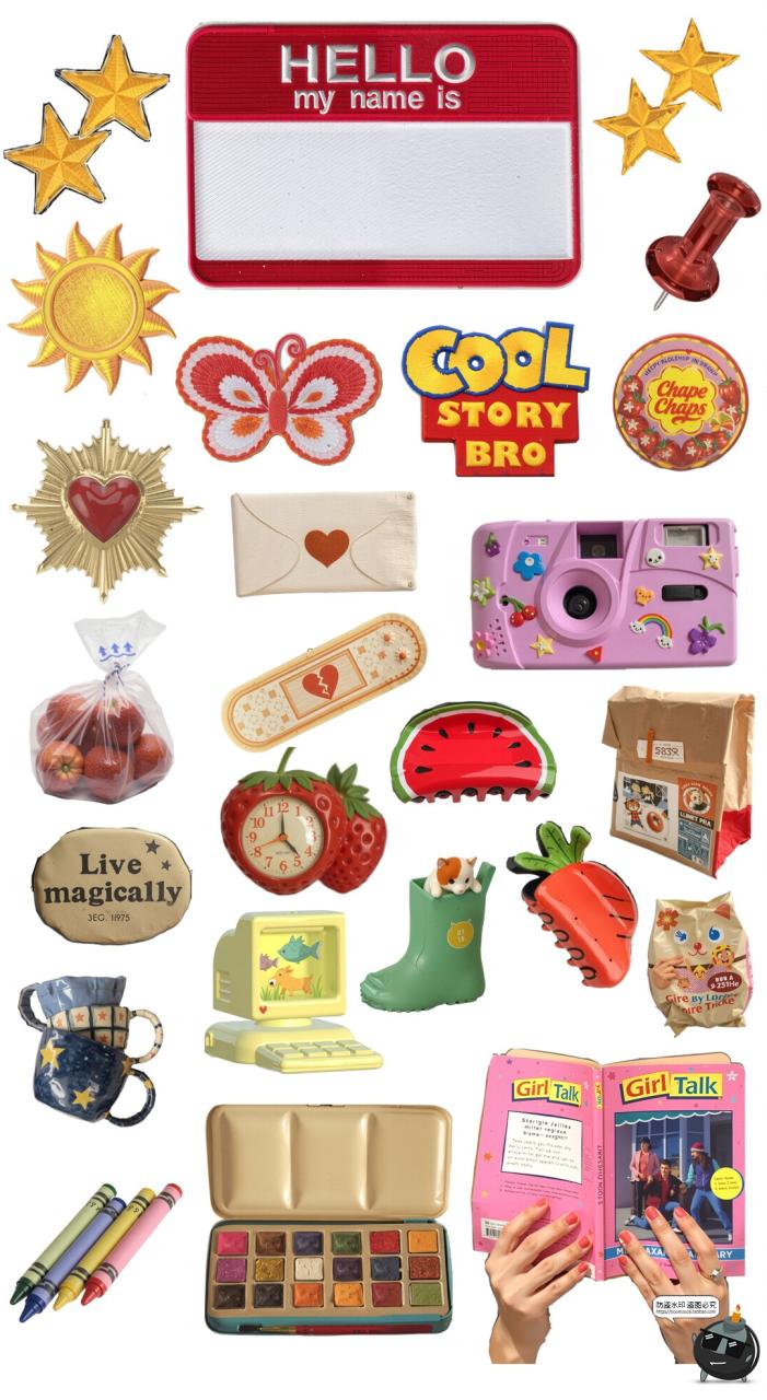 图片[3]-卡通古早手账复古韩系电子手帐拼贴纸PNG免抠图饭圈美工装饰素材-设计猿