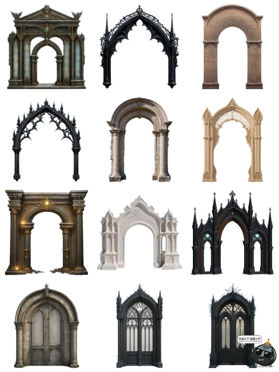 图片[2]-复古欧式古典哥特风窗户拱门免抠装饰cos美工后期图案PNG免抠素材-设计猿