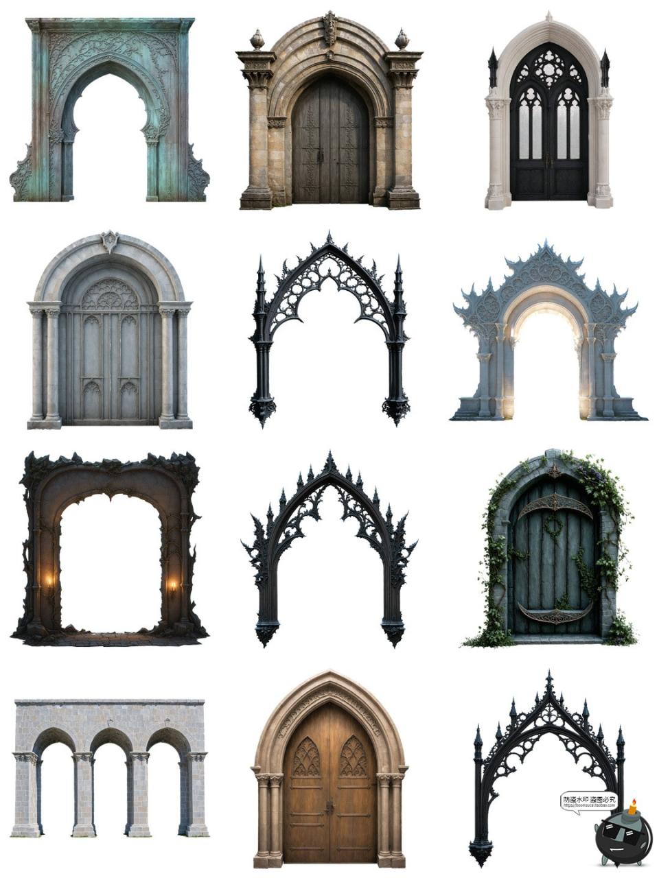 图片[3]-复古欧式古典哥特风窗户拱门免抠装饰cos美工后期图案PNG免抠素材-设计猿