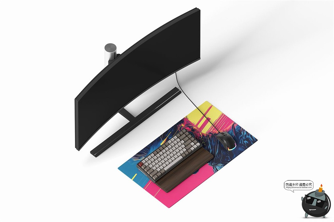 图片[2]-电竞游戏桌面鼠标垫台式桌垫印花图案展示效果图PSD模板样机素材-设计猿