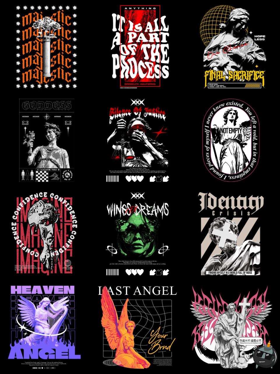 图片[4]-潮流暗黑哥特风抽象朋克金属摇滚T恤印花烫画图案AI矢量PNG素材图-设计猿