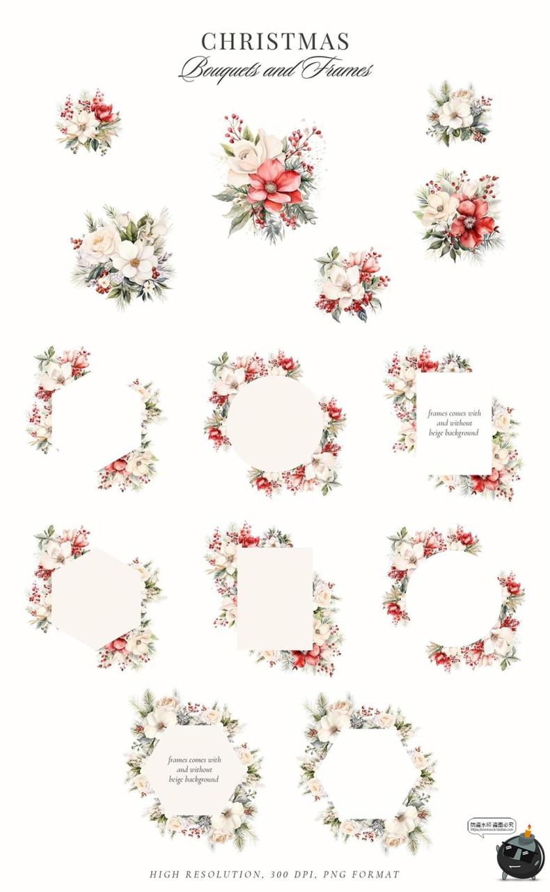 图片[4]-复古时尚圣诞节新年卡通水彩手绘装饰插图插画png免抠图片素材-设计猿