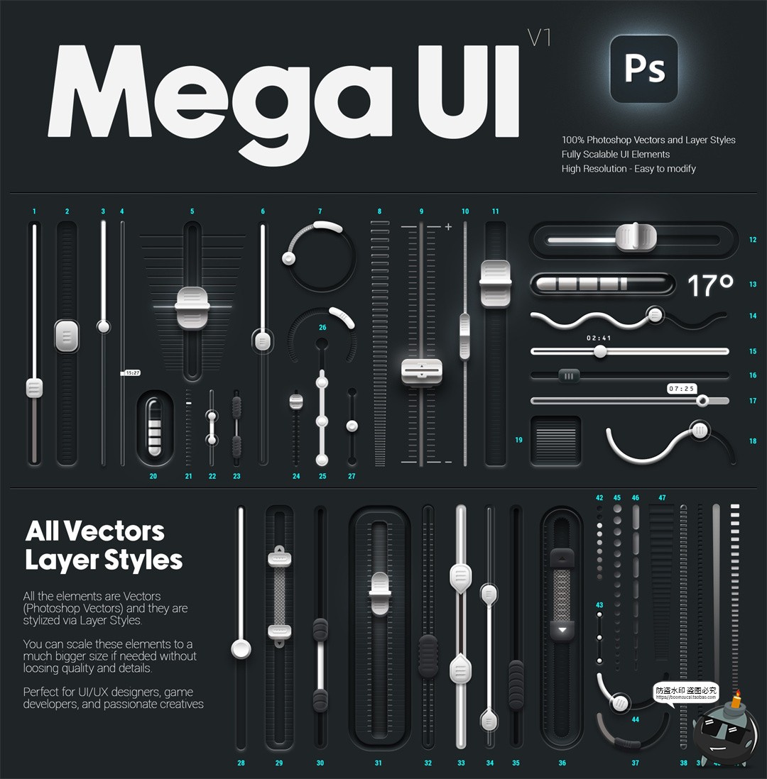 图片[4]-未来科技时尚音乐游戏拟物按钮控制器仪表盘UI界面PSD分层素材图-设计猿