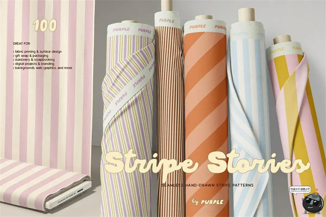 图片[1]-日系复古莫兰迪条纹网格无缝重复拼接布艺家纺图案AI矢量JPG素材-设计猿