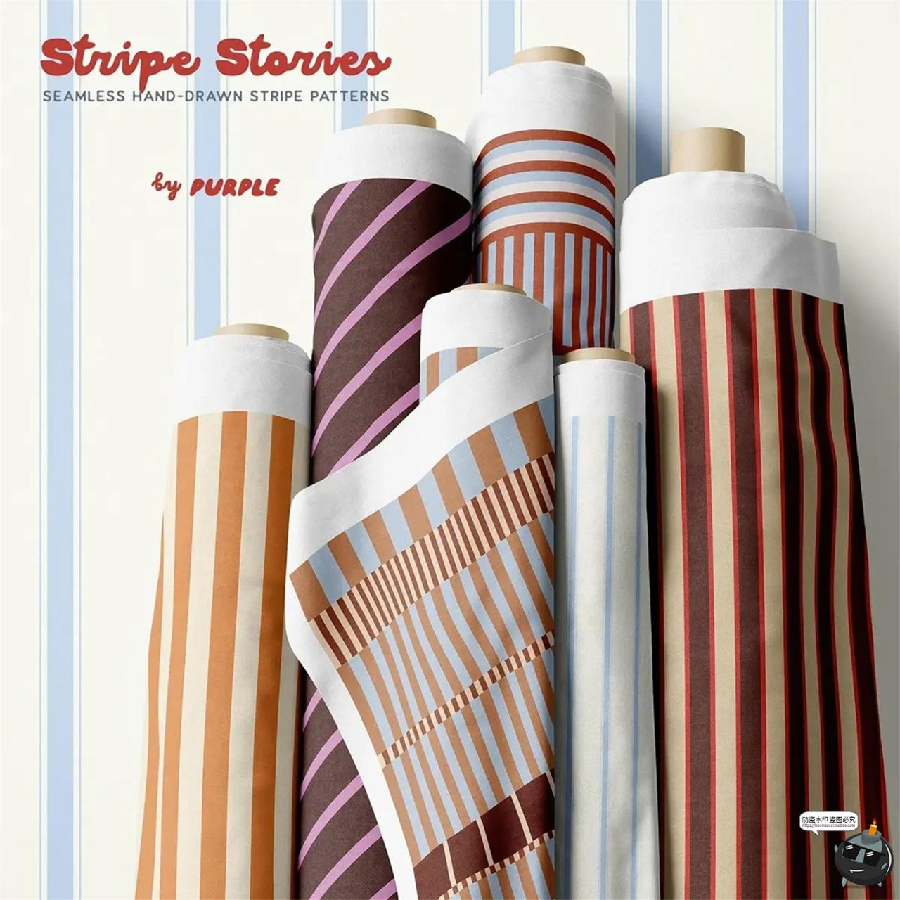 图片[4]-日系复古莫兰迪条纹网格无缝重复拼接布艺家纺图案AI矢量JPG素材-设计猿