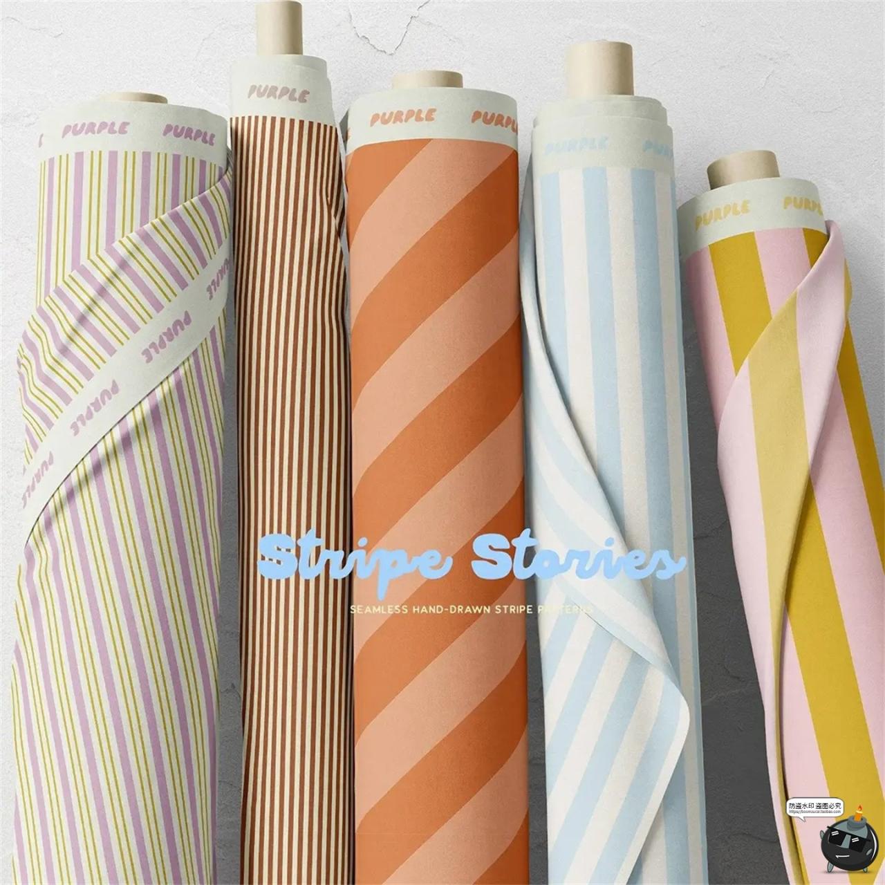 图片[5]-日系复古莫兰迪条纹网格无缝重复拼接布艺家纺图案AI矢量JPG素材-设计猿