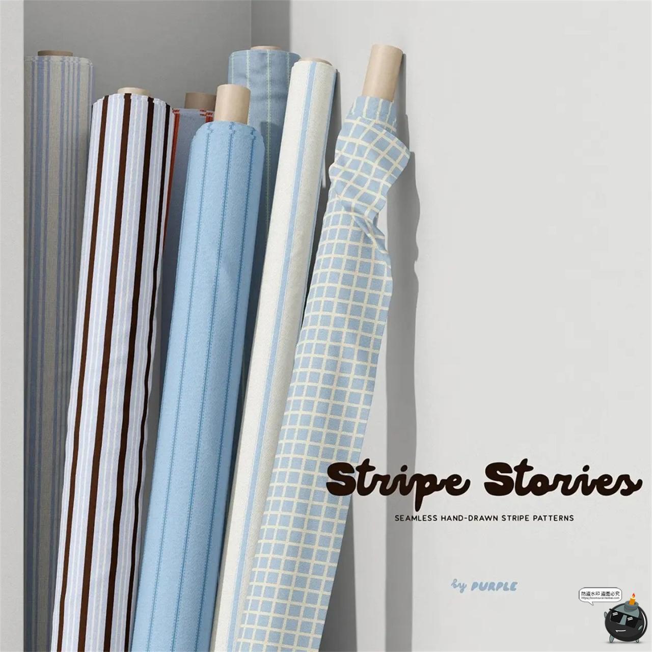 图片[7]-日系复古莫兰迪条纹网格无缝重复拼接布艺家纺图案AI矢量JPG素材-设计猿
