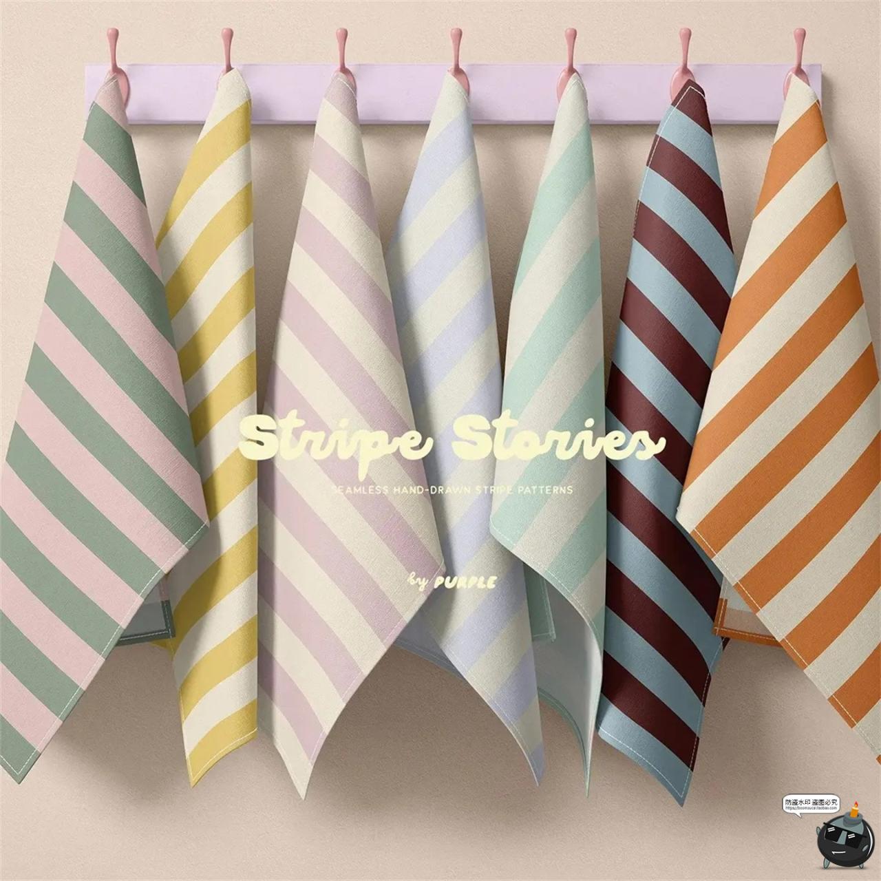 图片[9]-日系复古莫兰迪条纹网格无缝重复拼接布艺家纺图案AI矢量JPG素材-设计猿