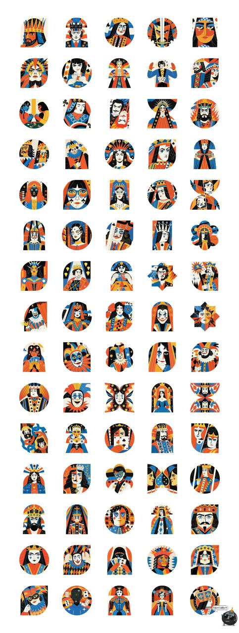 图片[4]-艺术扑克牌扁平化潮流桌游纸牌拟人创意插图插画AI矢量PNG素材图-设计猿