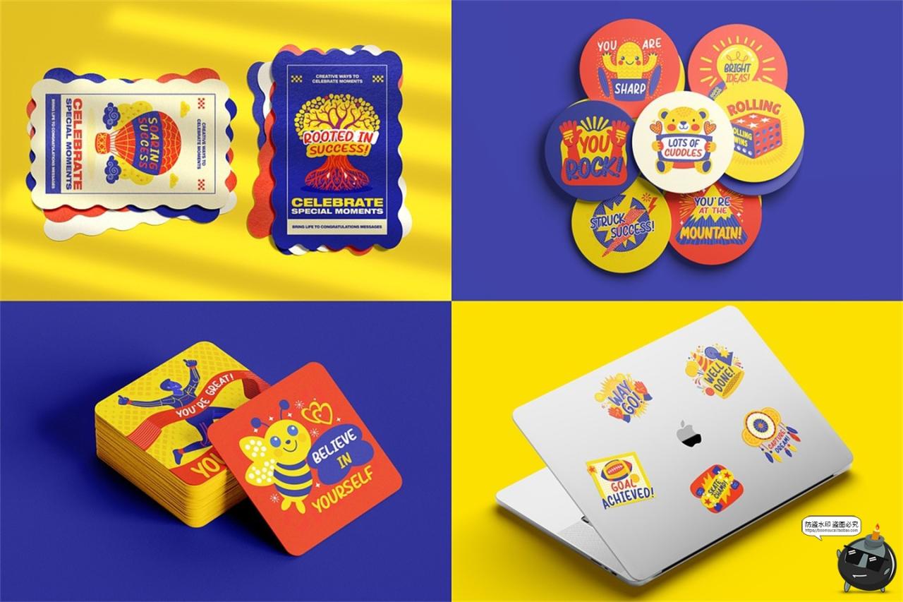 图片[6]-趣味潮流祝贺庆祝喜庆贺词鼓舞氛围插画贴纸AI矢量PNG免扣素材图-设计猿